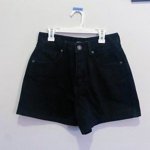 ASOS Monki Lanelle cotton blend denim shorts in black (high-waisted)